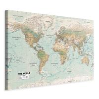 OBRAZ NA PLÁTNE WORLD MAP: BEAUTIFUL WORLD - mätovozelená/béžová, Basics, drevo/textil (90/60/1,2cm) - artgeist