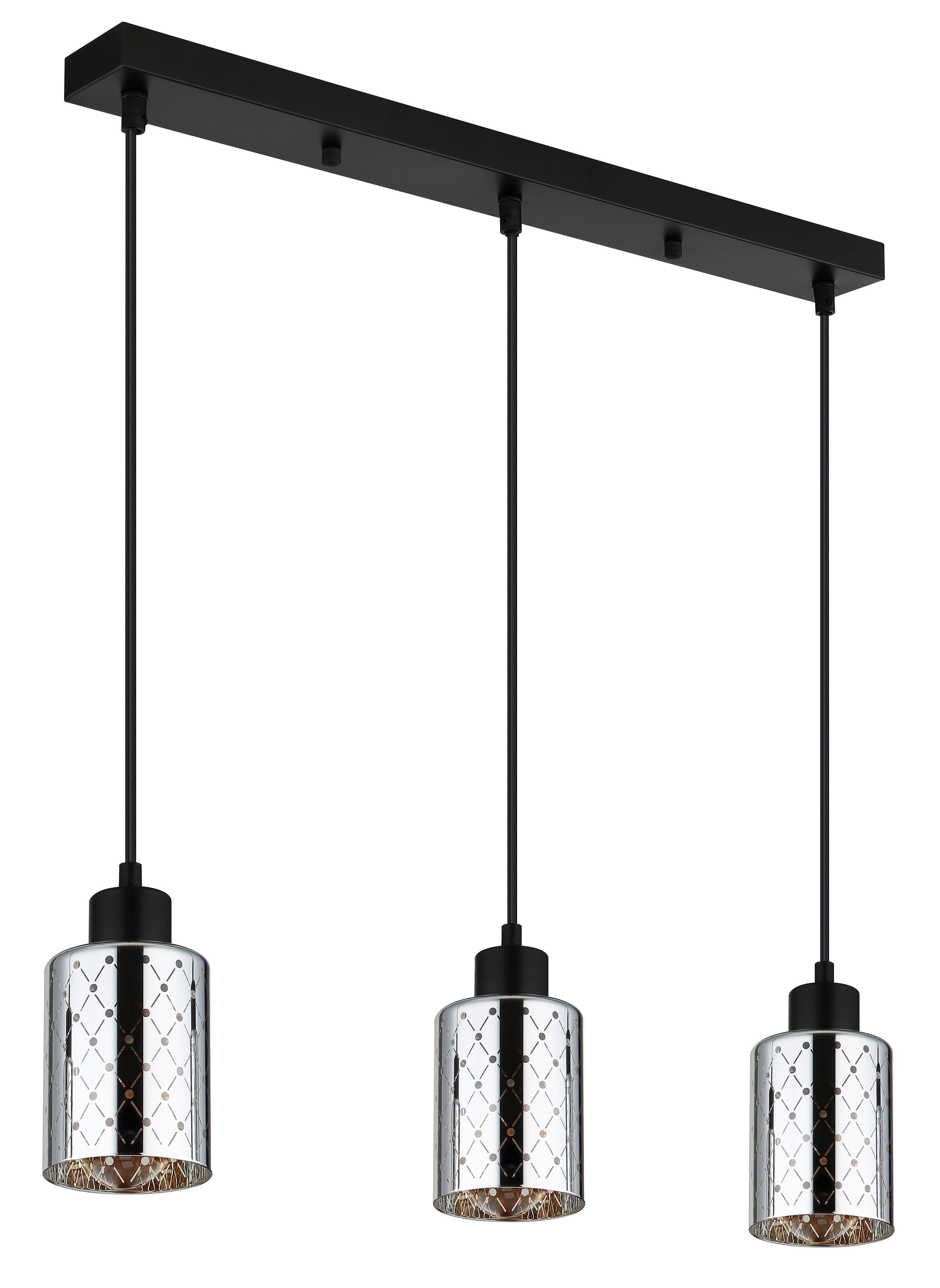 HÄNGELEUCHTE Exkl. 3xE27 40W - Klar/Chromfarben, Basics, Glas/Kunststoff (59/9/120cm) - Globo