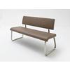 Sitzbank Arco Leder Cappuccino B: 155 cm - Edelstahlfarben/Cappuccino, Trend, Leder/Metall (155/86/59cm)