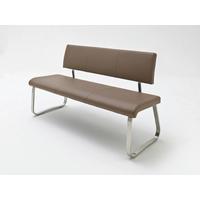 Sitzbank Arco Leder Cappuccino B: 155 cm - Edelstahlfarben/Cappuccino, Trend, Leder/Metall (155/86/59cm)