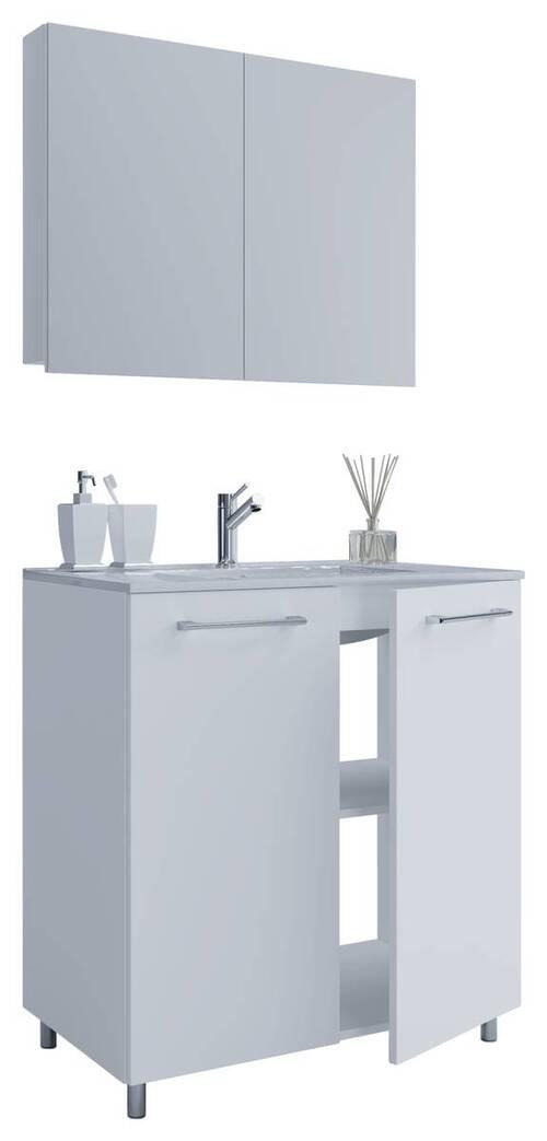 Badezimmer Gilos 3-Teilig Weiß B: 60 cm - Weiß, MODERN, Keramik/Holzwerkstoff (60cm) - MID.YOU