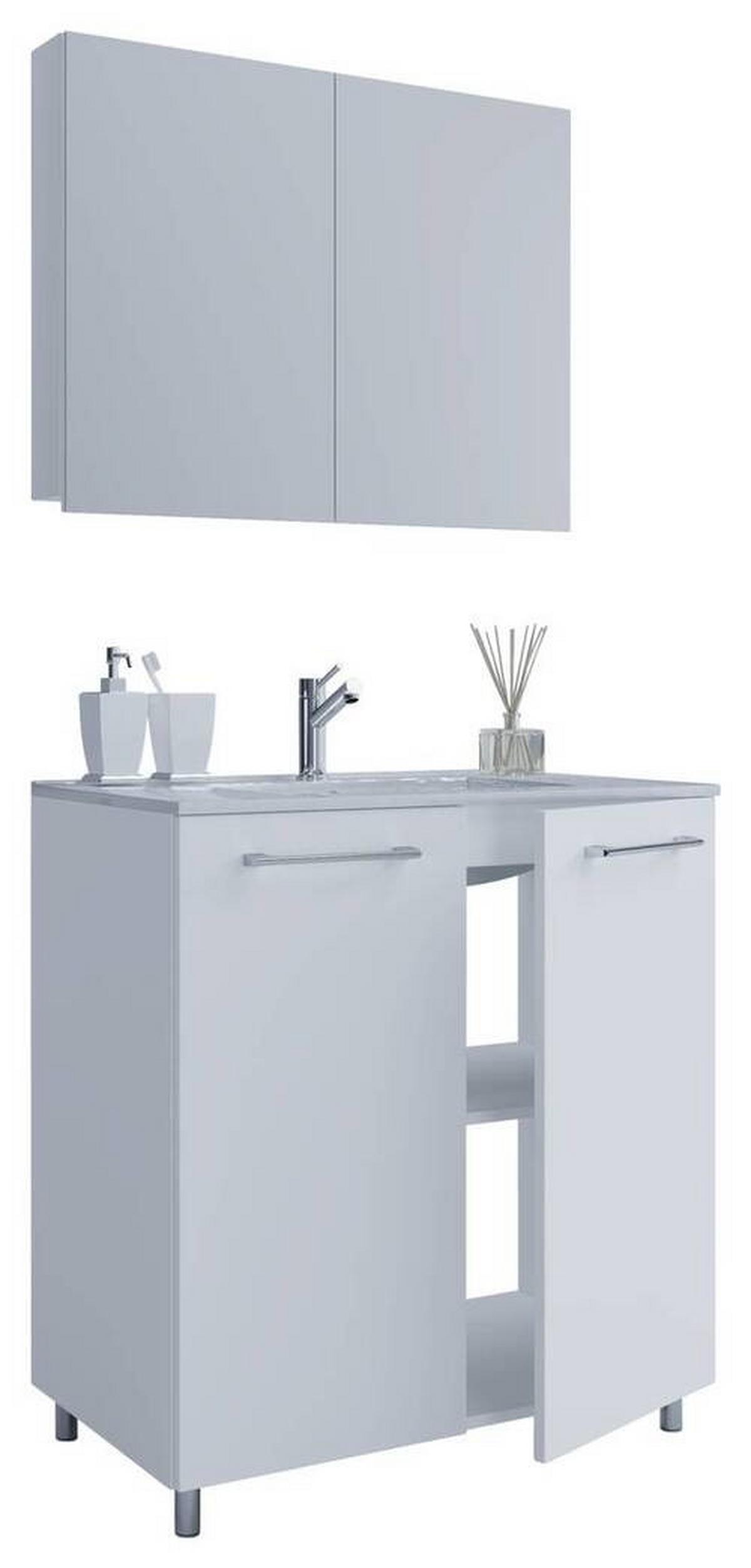 Badezimmer Gilos 3-teilig Weiß B: 60 Cm - Weiß, MODERN, Keramik/Holzwerkstoff (60cm) - MID.YOU