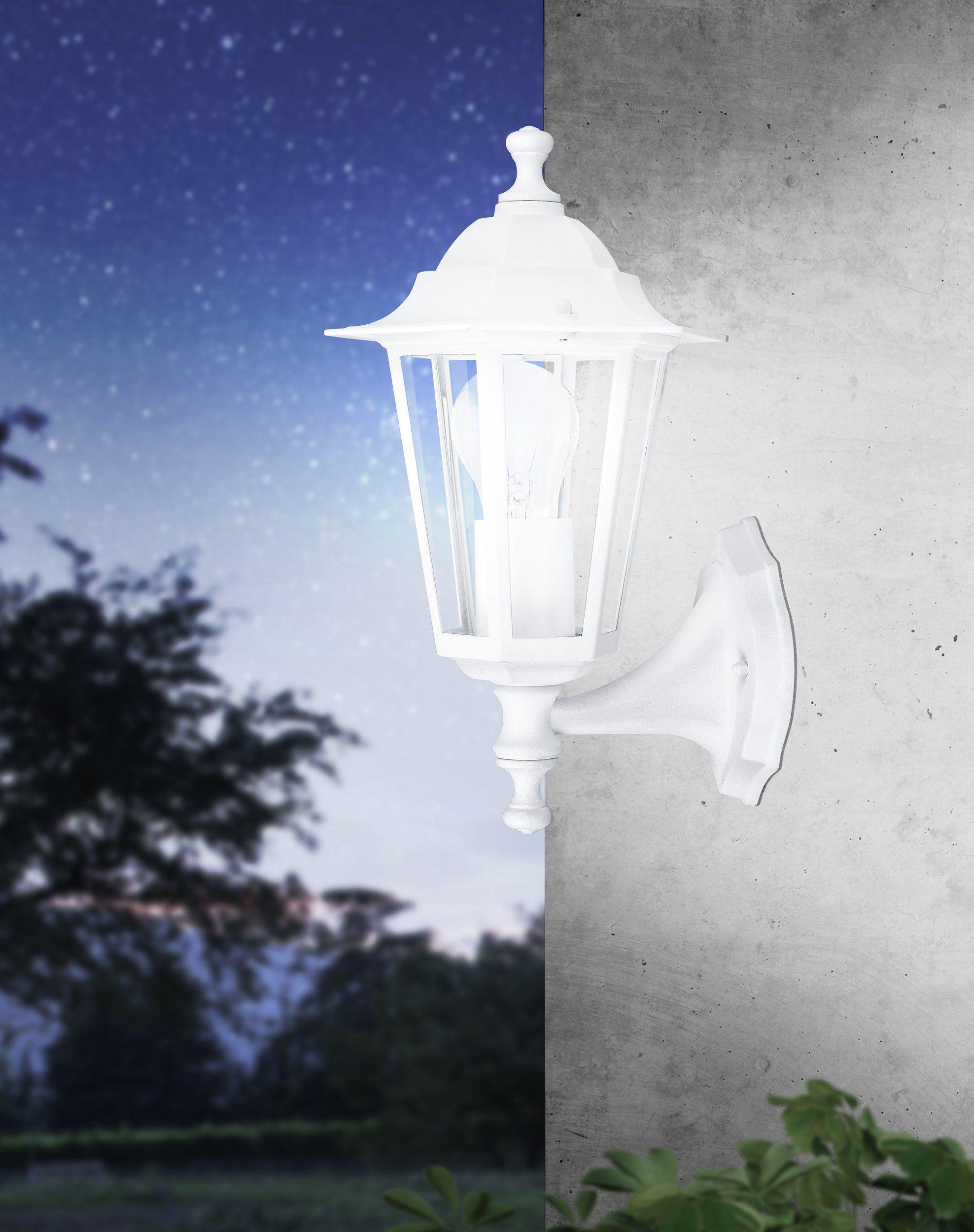 Außenwandleuchte 1x 60 W E27 Ip-Schutzart - Klar/Weiß, Basics, Glas/Metall (16,5cm) - Eglo
