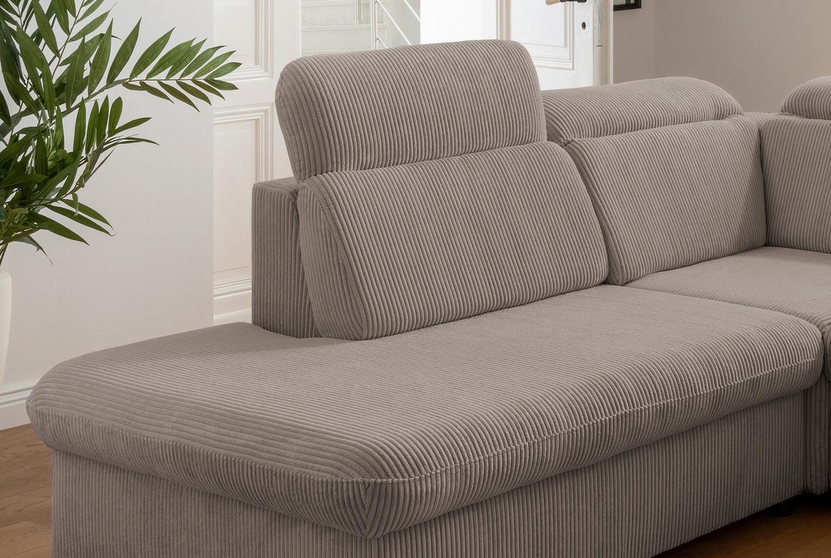 Ecksofa Vasto Graubraun S: 228x283 cm - Chromfarben/Graubraun, Design, Textil (228/283cm) - Livetastic