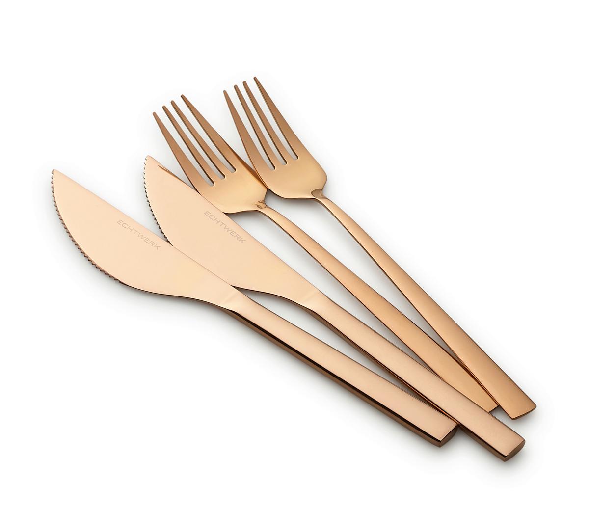 Pizzabesteck 4-Teilig für 2 Personen - Kupferfarben, Basics, Metall (23cm) - Echtwerk
