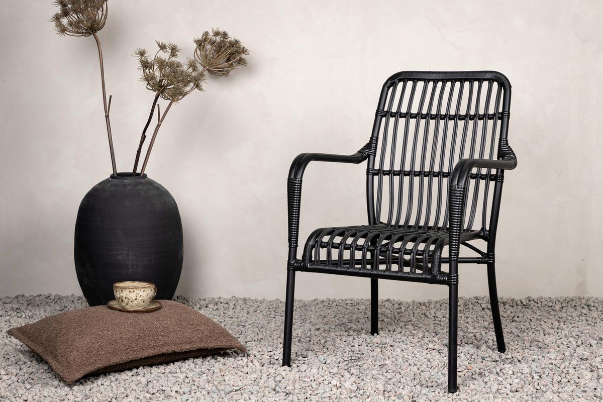 Loungesessel Rizal - Schwarz, KONVENTIONELL, Kunststoff/Metall (57/90/64cm) - Gardenson