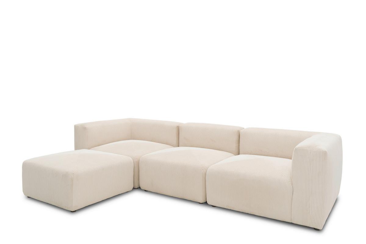 Ecksofa Creme B: 301 Cm - Creme/Schwarz, Design, Textil (301/69/193cm) - MID.YOU