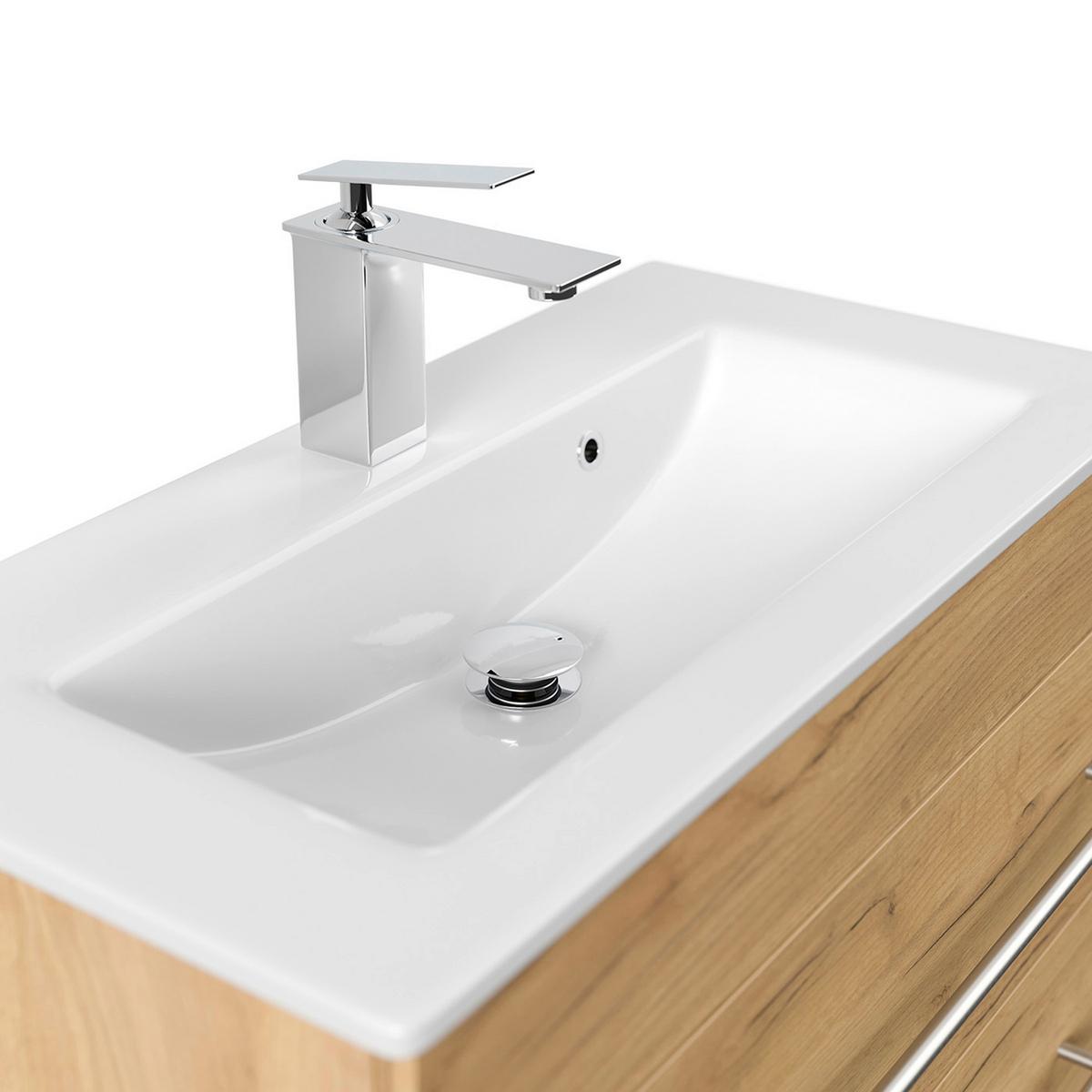 Badezimmer Portus Eiche Dekor B: 70,4 cm - Eichefarben/Weiß, MODERN, Keramik/Holzwerkstoff (70,4cm) - MID.YOU