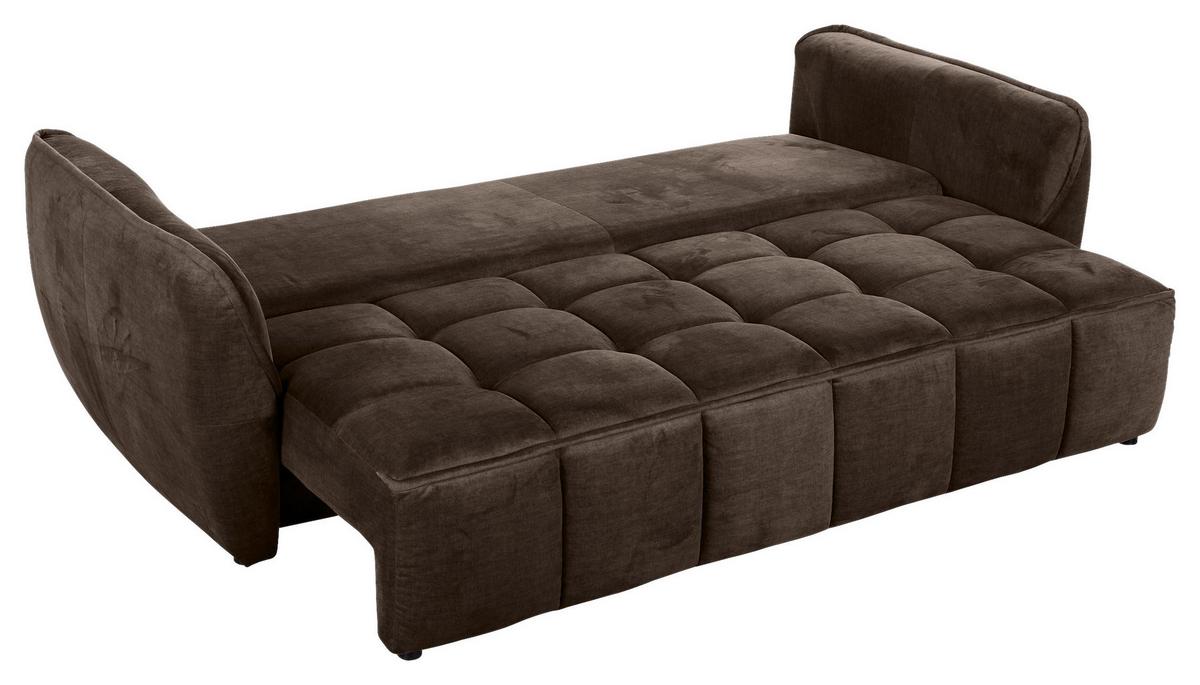 2-Sitzer-Sofa Mit Schlaffunktion Meyford B:250cm - Dunkelbraun/Schwarz, KONVENTIONELL, Textil (250/70/118cm) - MID.YOU