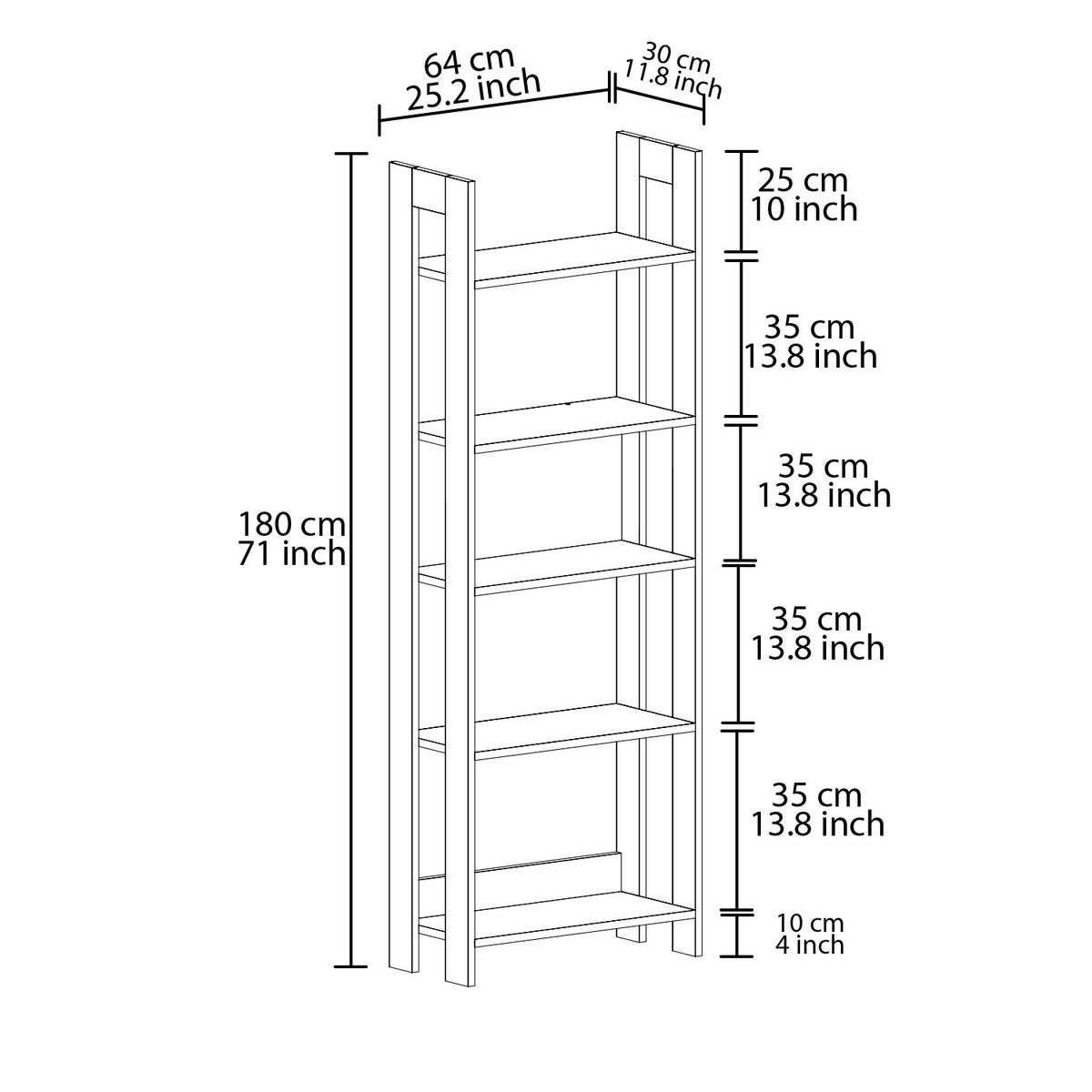 Regal Country Weiß B: 64 Cm - Weiß, Design, Holzwerkstoff (64/180/30cm) - Livetastic