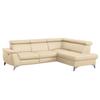 Ecksofa Lince Beige S: 257x197 Cm - Chromfarben/Beige, Design, Leder/Textil (257/197cm) - Livetastic