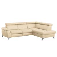 Ecksofa Lince Beige S: 257x197 Cm - Chromfarben/Beige, Design, Leder/Textil (257/197cm) - Livetastic