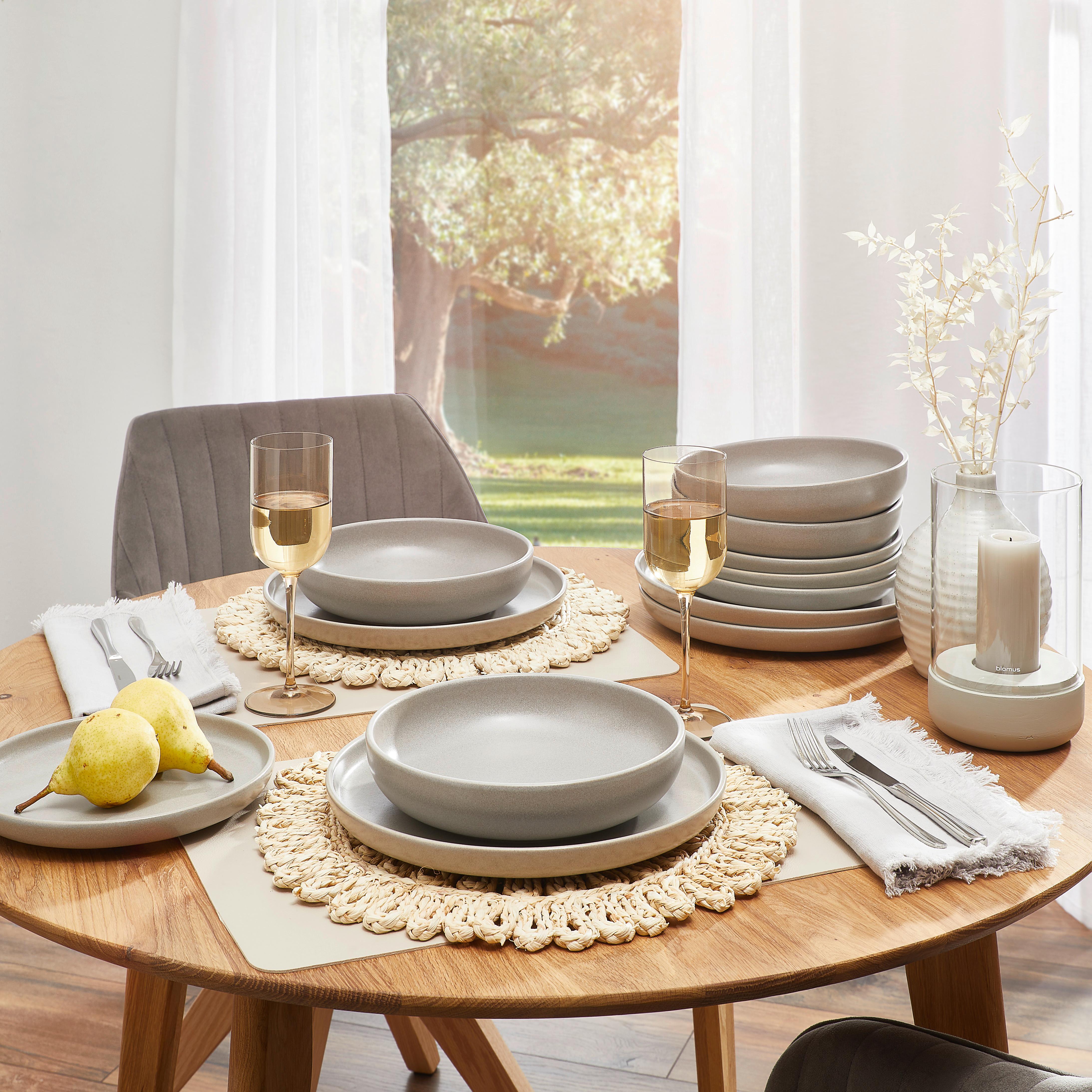 Tafelservice Uno Keramik 4Personen Geschirr Set Grau - Grau, KONVENTIONELL, Keramik - Creatable