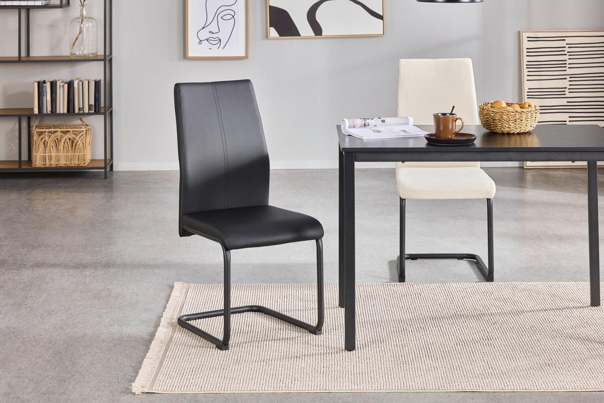 Schwingstuhl Anne Schwarz Lederlook - Schwarz, KONVENTIONELL, Textil/Metall (44/96/57cm)