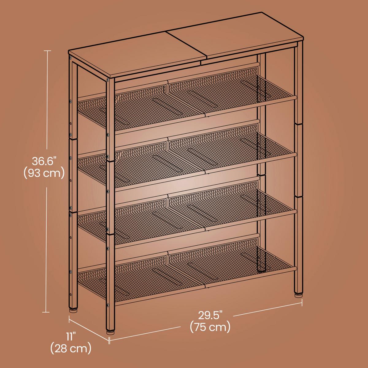 Schuhregal Lbs038k01 - Schwarz/Braun, Trend, Holzwerkstoff/Metall (75/93/28cm) - MID.YOU