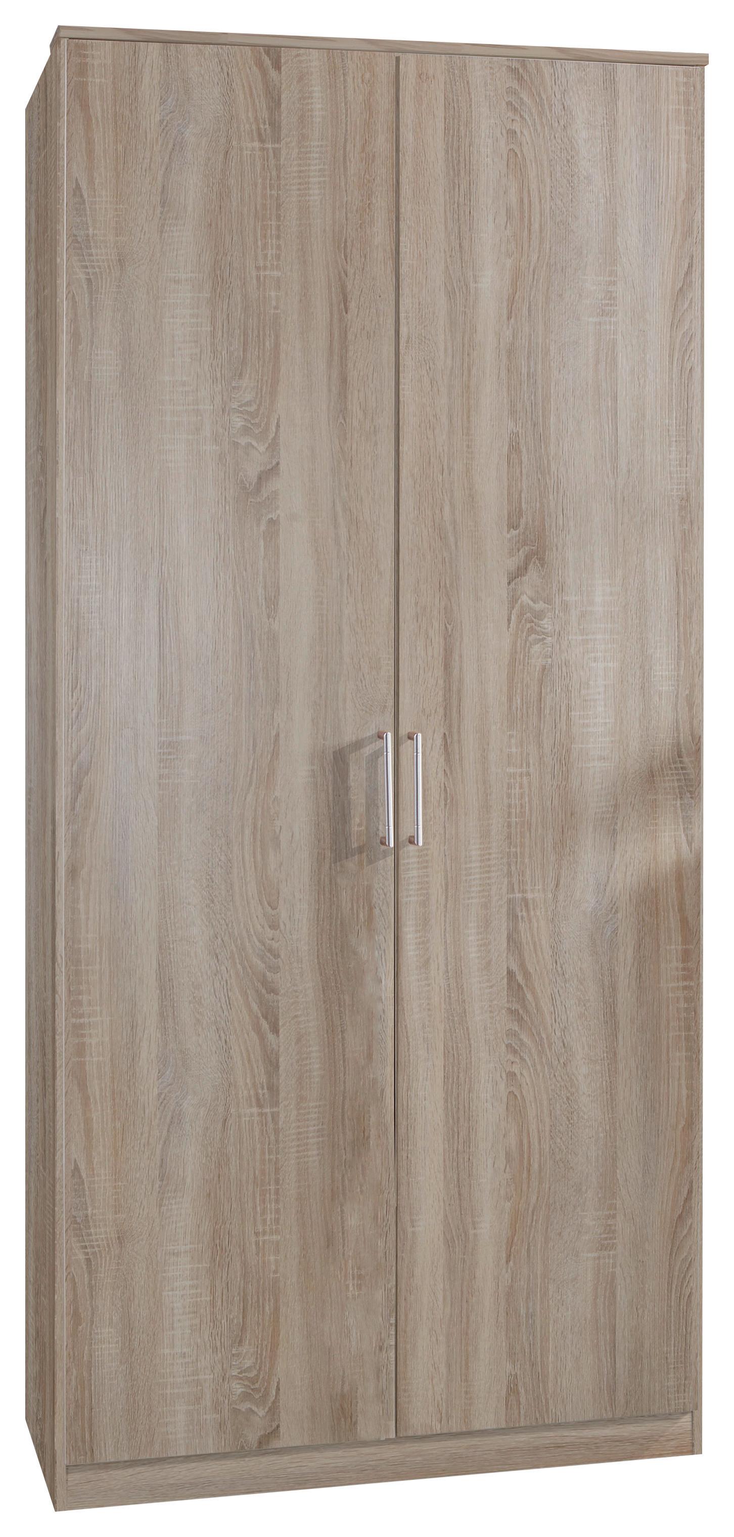 Šatní skříň OSAKA šířka 90cm - barvy dubu/barvy hliníku, Konvenční, kompozitní dřevo/plast (90/199/58cm) - MID.YOU