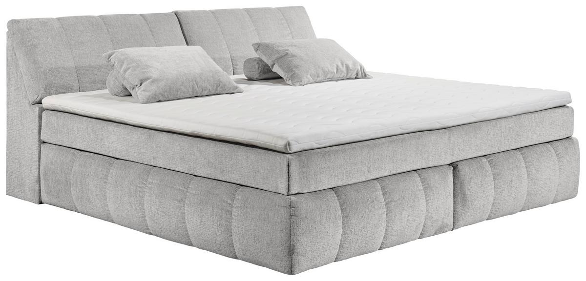 Boxspringbett Elkford 6 Mit Topper & Bettkasten 240x200 - Silberfarben, MODERN, Holzwerkstoff/Textil (240/200cm) - MID.YOU