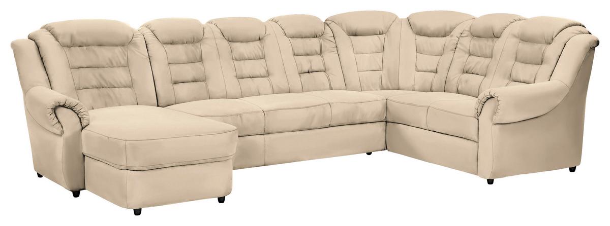 Wohnlandschaft Boston Beige Lederlook - Beige/Schwarz, KONVENTIONELL, Textil (165/333/216cm) - Livetastic