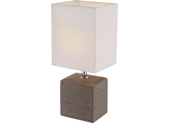Tischlampe Geri Weiß/Braun mit Keramikfuß In Holz-Optik - Weiß/Braun, ROMANTIK / LANDHAUS, Keramik/Textil (13/11/29cm) - James Wood Tischlampe Geri Weiß/Braun mit Keramikfuß In Holz-Optik - Weiß/Braun, ROMANTIK / LANDHAUS, Keramik/Textil (13/11/29cm) - James Wood