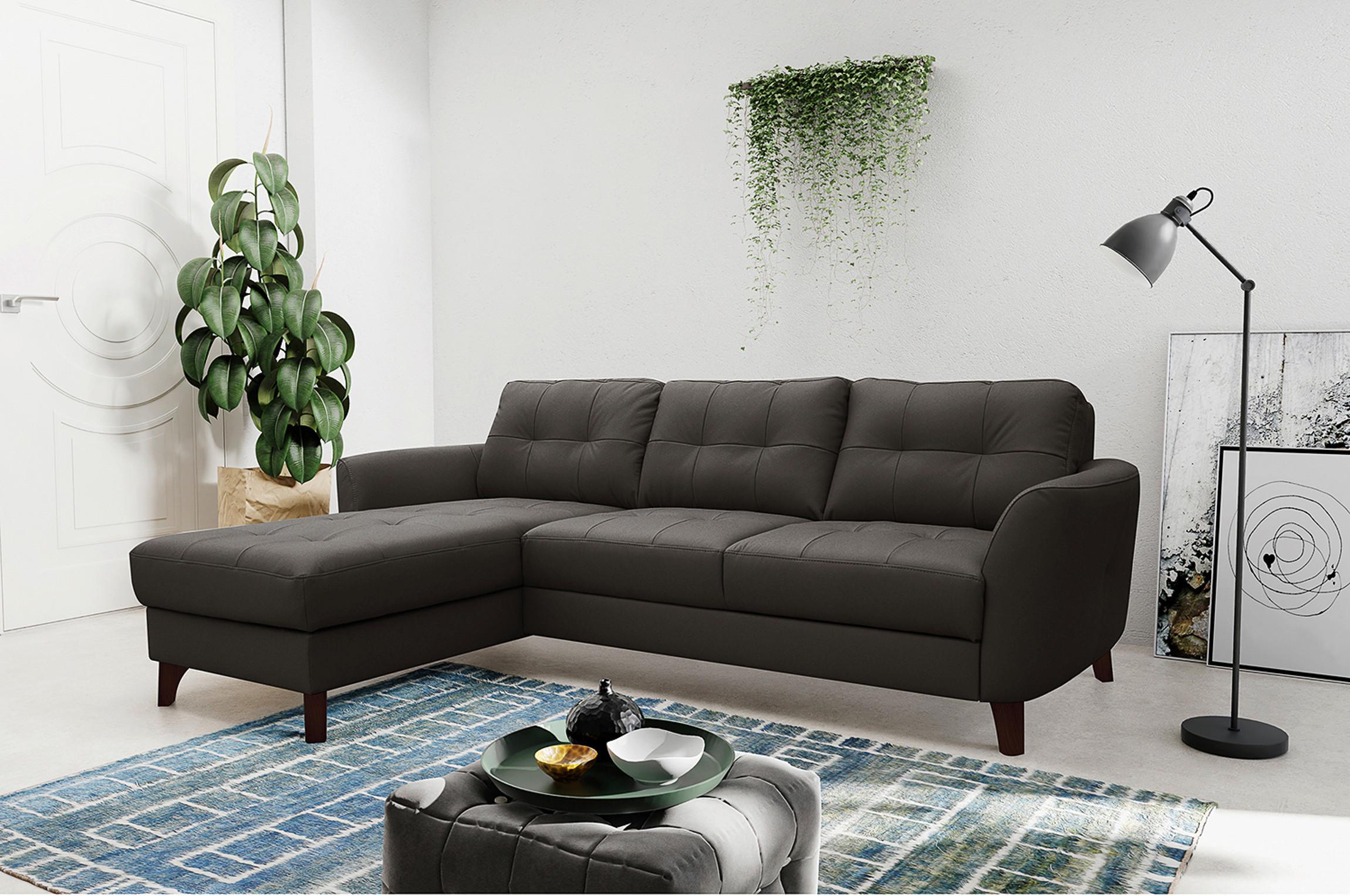 Ecksofa Nordic Dunkelbraun S: 168x238 cm - Dunkelbraun/Buchefarben, Design, Leder/Textil (168/238cm) - Livetastic