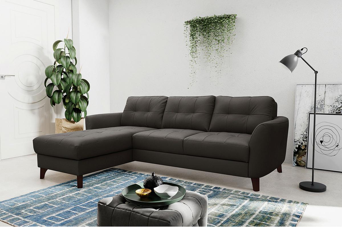 Ecksofa Nordic Dunkelbraun S: 168x238 cm - Dunkelbraun/Buchefarben, Design, Leder/Textil (168/238cm) - Livetastic