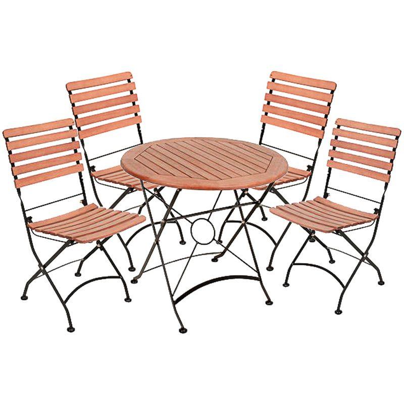 Gartenmöbel Set 5-Tlg. Wien Klappbar - Eukalyptusholzfarben/Schwarz, Basics, Holz/Metall (46/90/39cm) - Gardenson