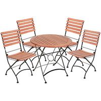 Gartenmöbel Set 5-Tlg. Wien Klappbar - Eukalyptusholzfarben/Schwarz, Basics, Holz/Metall (46/90/39cm) - Gardenson