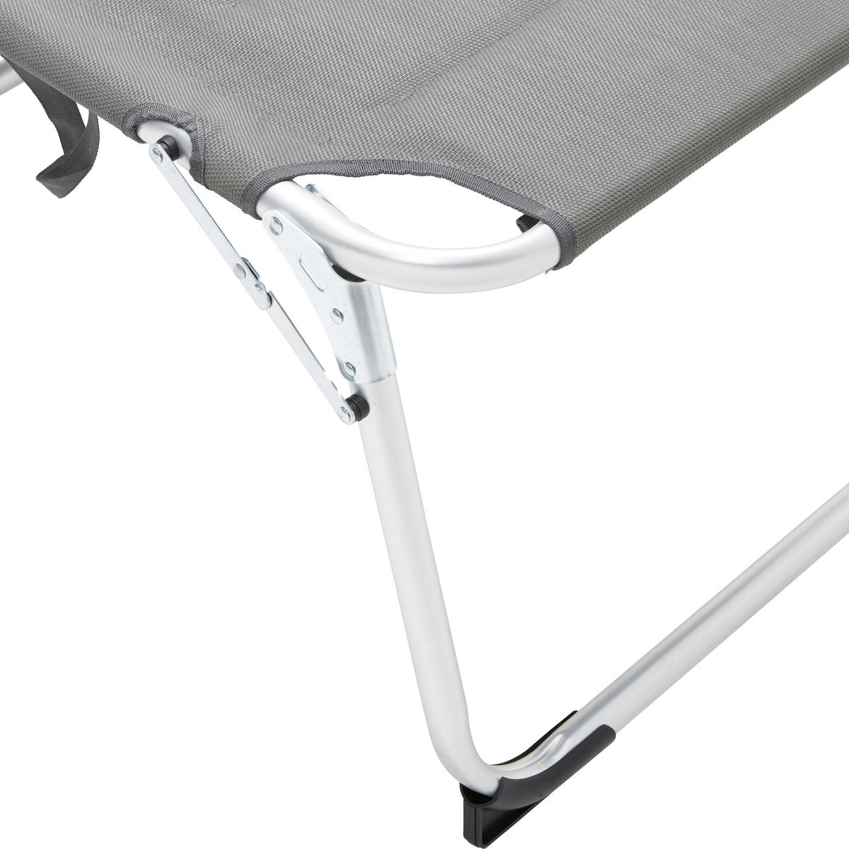 Sonnenliege Klenia Aluminium, Textil mit Kissen - Grau, MODERN, Textil/Metall (70/45/95/200cm) - Ondega