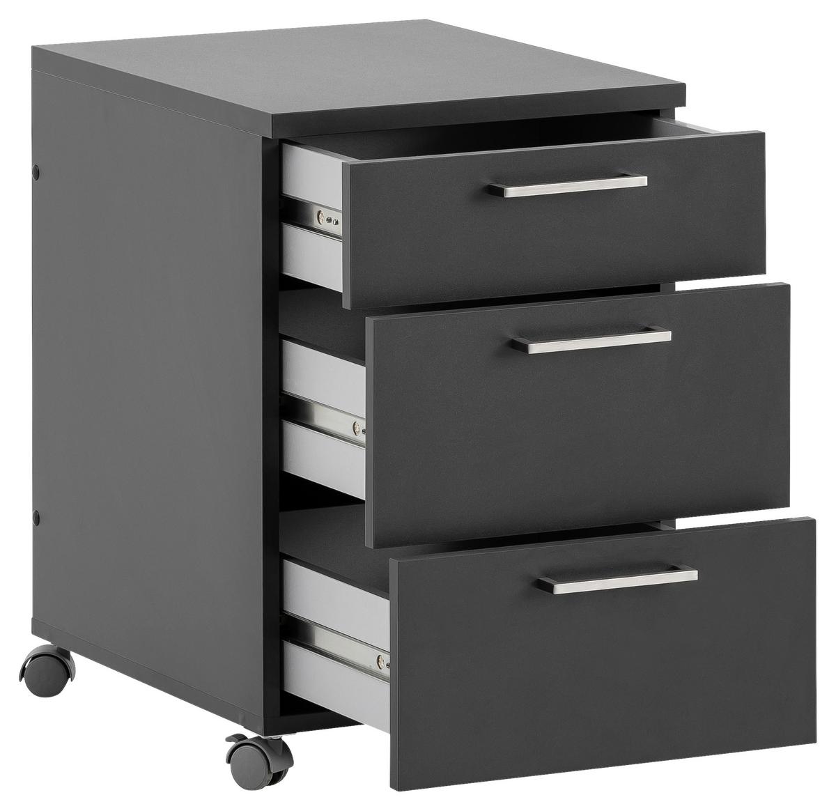 Rollcontainer Serie 1500 Anthrazit BxHxT:41,2x60,1x49,6cm - Anthrazit, KONVENTIONELL, Holzwerkstoff (41,2/60,1/49,6cm) - MID.YOU