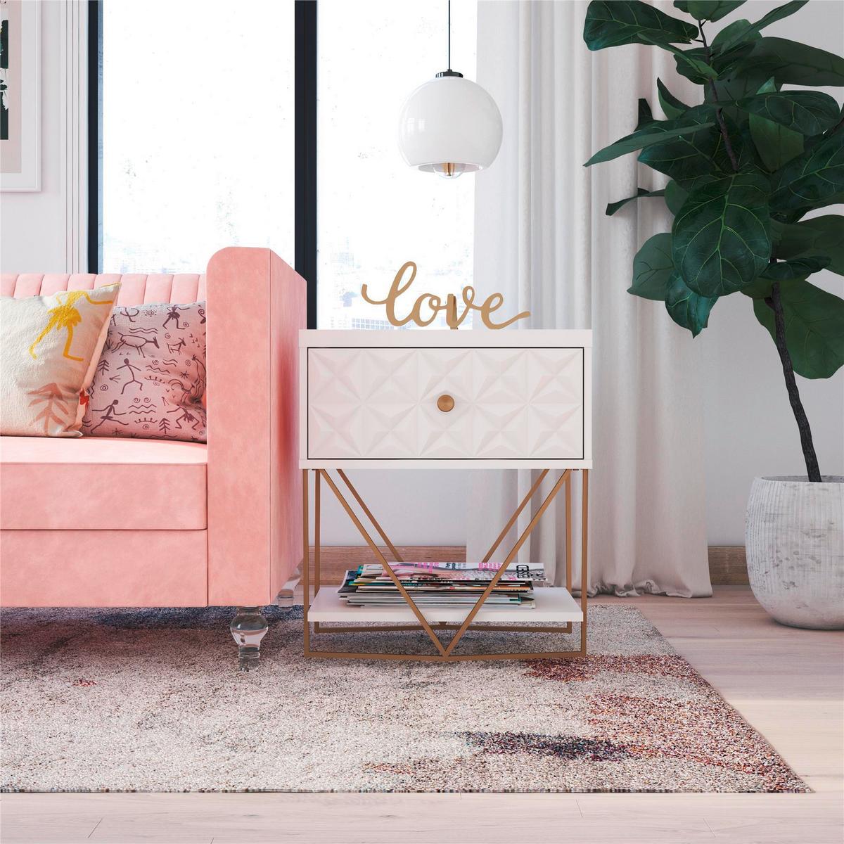 Beistelltisch Blair Creme L: 59 Cm - Creme, Design, Holzwerkstoff/Metall (59/42/68cm) - MID.YOU