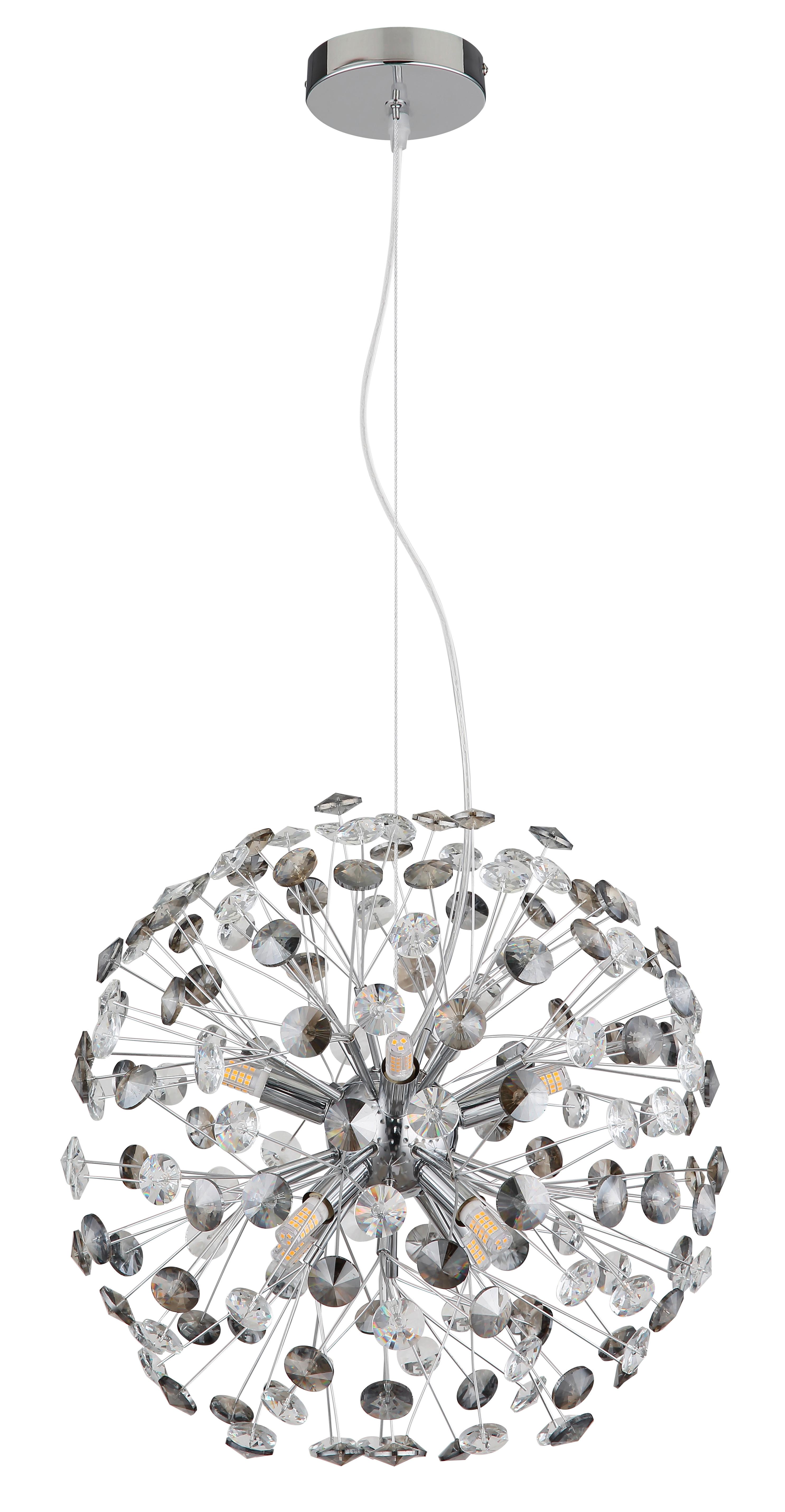 Kristály Függőlámpa 64135h1c  Katrina - krómszínű/áttetsző, Lifestyle, műanyag/üveg (40/150cm) - Globo