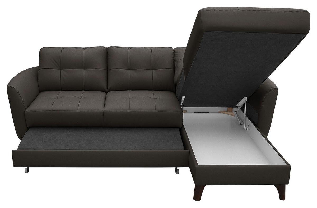 Ecksofa Nordic Dunkelbraun S: 238x168 cm - Dunkelbraun/Buchefarben, Design, Leder/Textil (238/168cm) - Livetastic