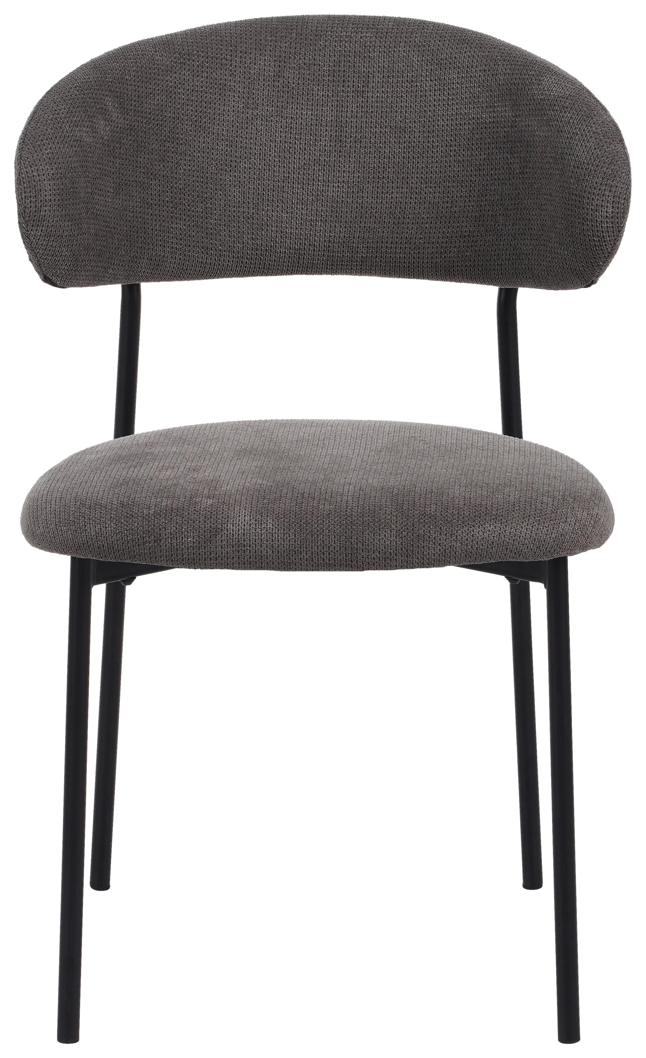 Vierfußstuhl Fenja Webstoff Grau, B: 53 cm - Schwarz/Grau, KONVENTIONELL, Textil/Metall (53/80/57cm) - MID.YOU