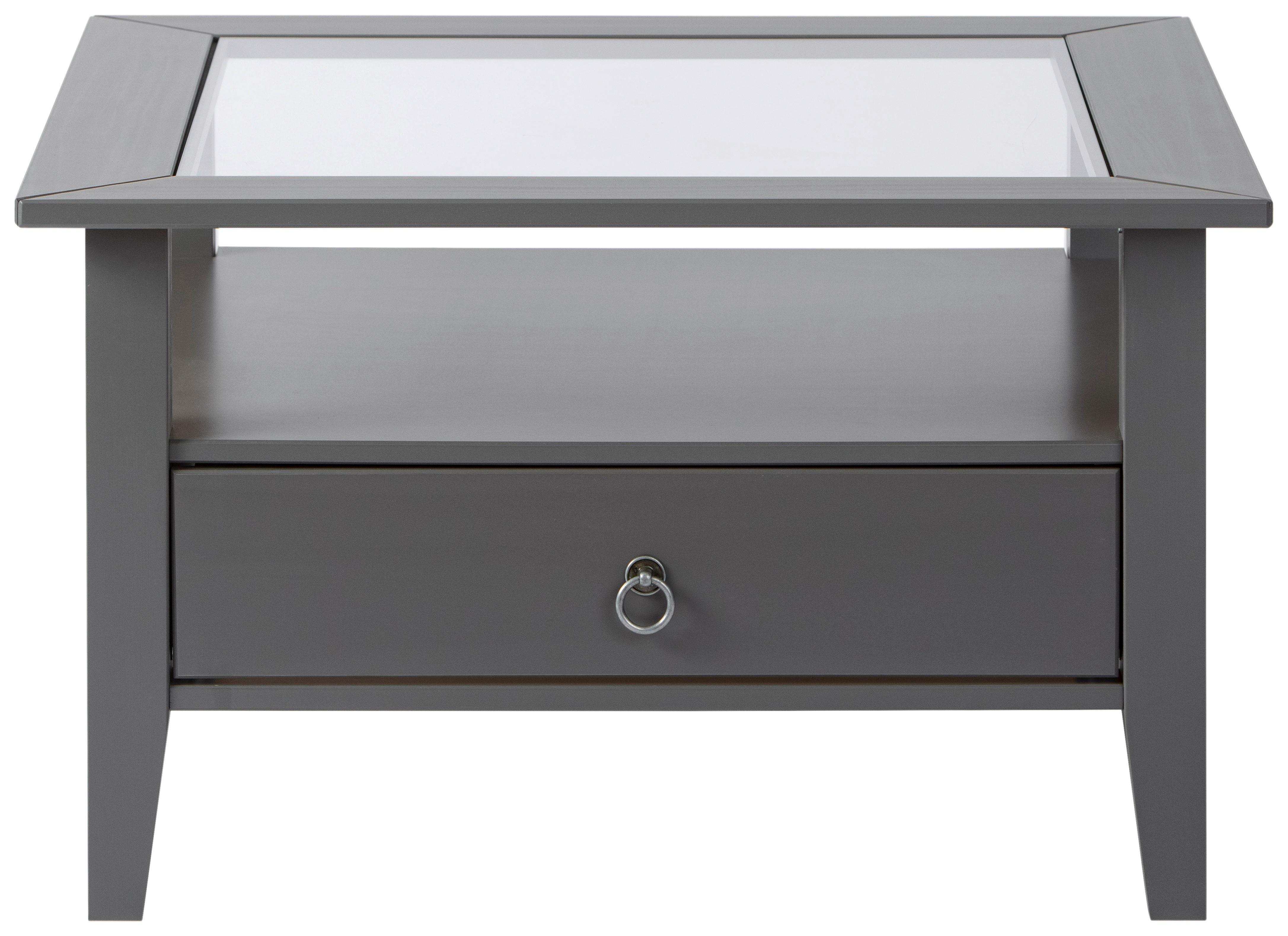 MID.YOU Couchtisch Holz Massiv Mit Schublade Provence, Grau