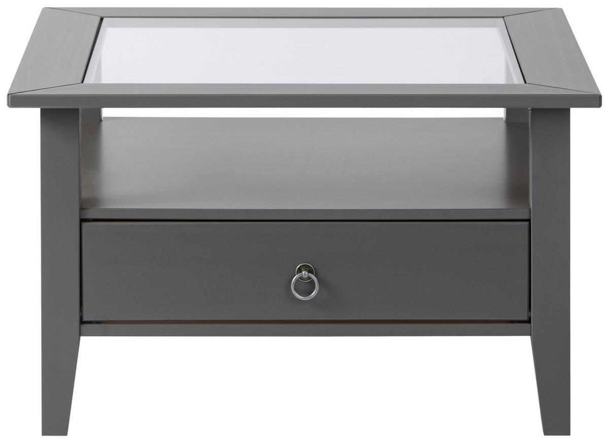 Couchtisch Holz Massiv Mit Schublade Provence, Grau - Grau, Basics, Glas/Holz (75/75/45cm) - MID.YOU