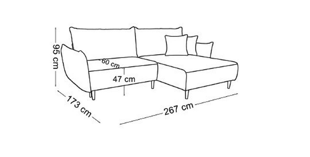 Rohová sedačka RAIN, obojstranná, sivá tk. LOFT - sivá/prírodná farba, Modern, textil (267/172cm)