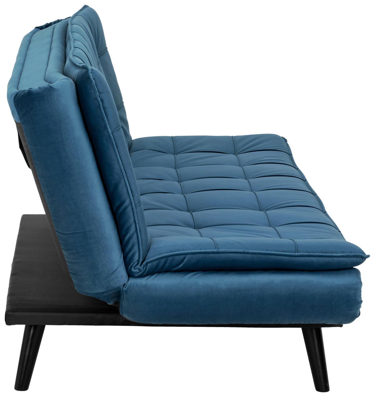 3-Sitzer-Sofa Mit Schlaffunktion Tuvalu B: 195cm - Blau/Schwarz, Design, Holz/Textil (195/96/96cm) - MID.YOU