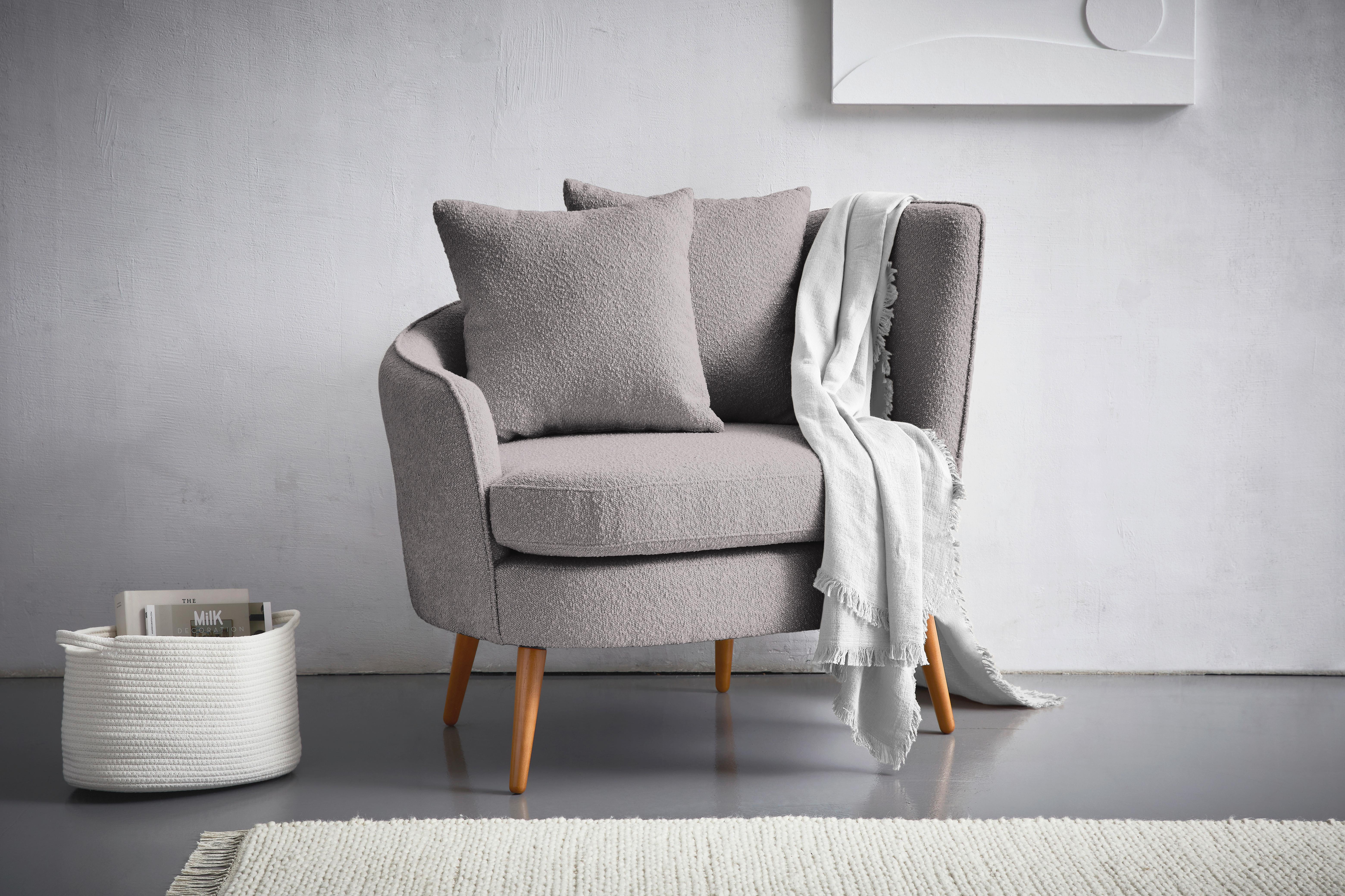 Polstersessel Miranda Boucle Grau - Naturfarben/Grau, KONVENTIONELL, Textil (106/88/83cm) - Max Winzer