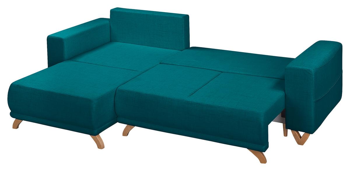 Ecksofa Bella Petrol S: 257x174 cm - Wengefarben/Petrol, Design, Textil (257/174cm) - Livetastic