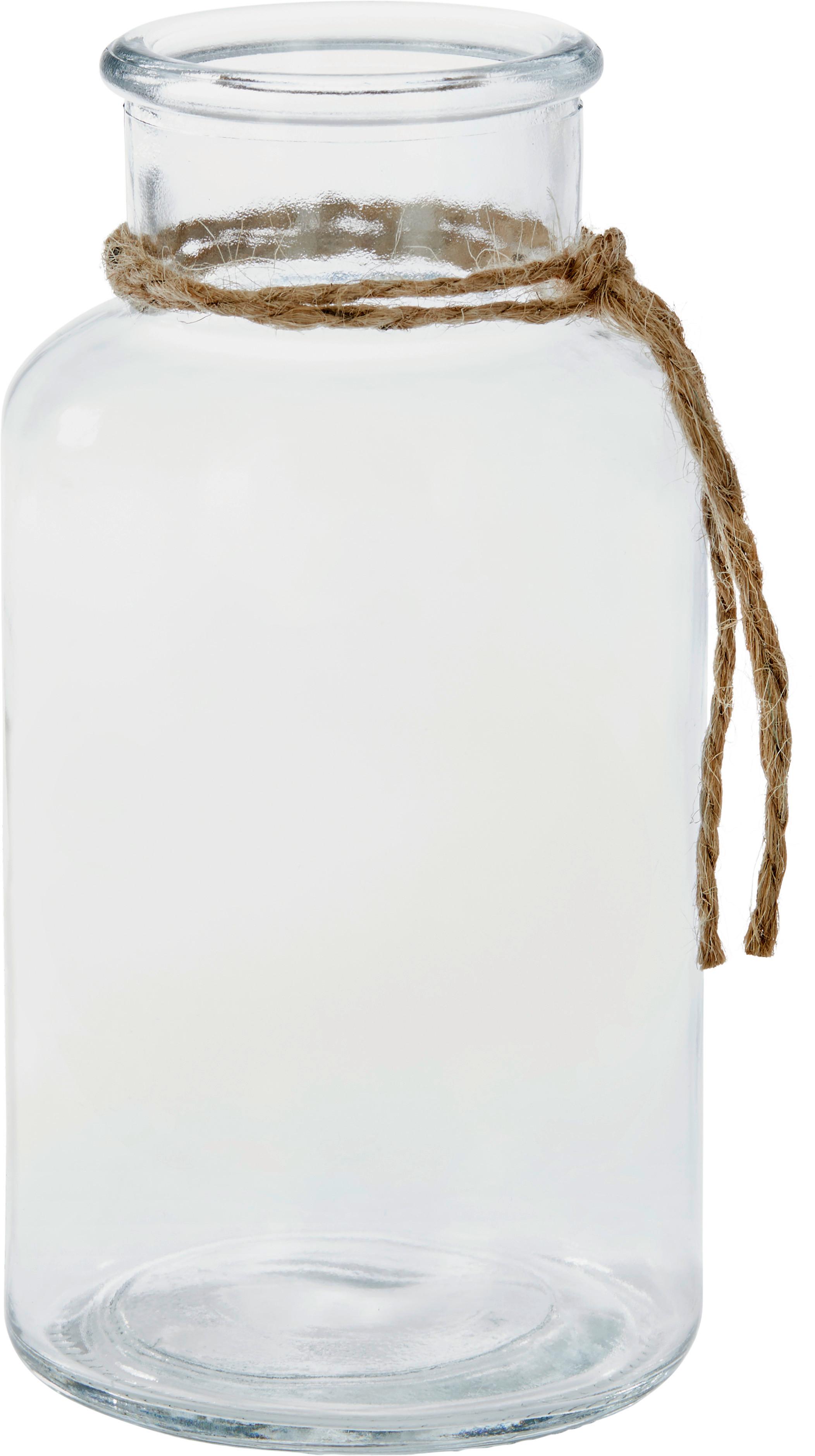 Vase Margot Gerade Kalk-Soda-Glas H: 16 cm - Klar/Naturfarben, MODERN, Glas/Textil (8,3/16cm) - Luca Bessoni