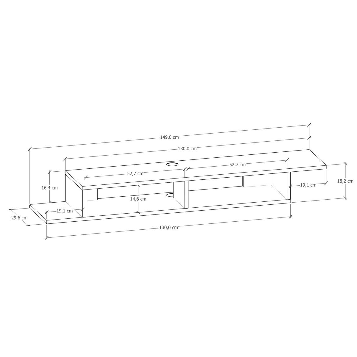 Wandboard Artemis TV-Wandregal - Eichefarben, Design, Holzwerkstoff (149/16,4/29,6cm) - Livetastic