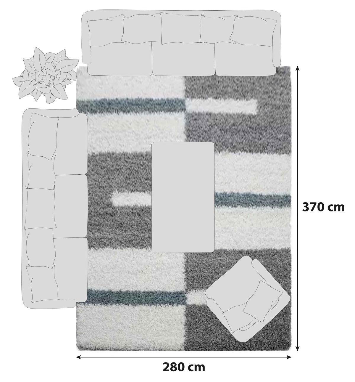 Hochflor Teppich Türkis Gala 280x370 cm - Türkis, Design, Textil (280/370cm)