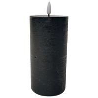 Svíčka s LED Fendy, V: 20cm - černá, plast/přírodní materiály (10/20cm) - Premium Living