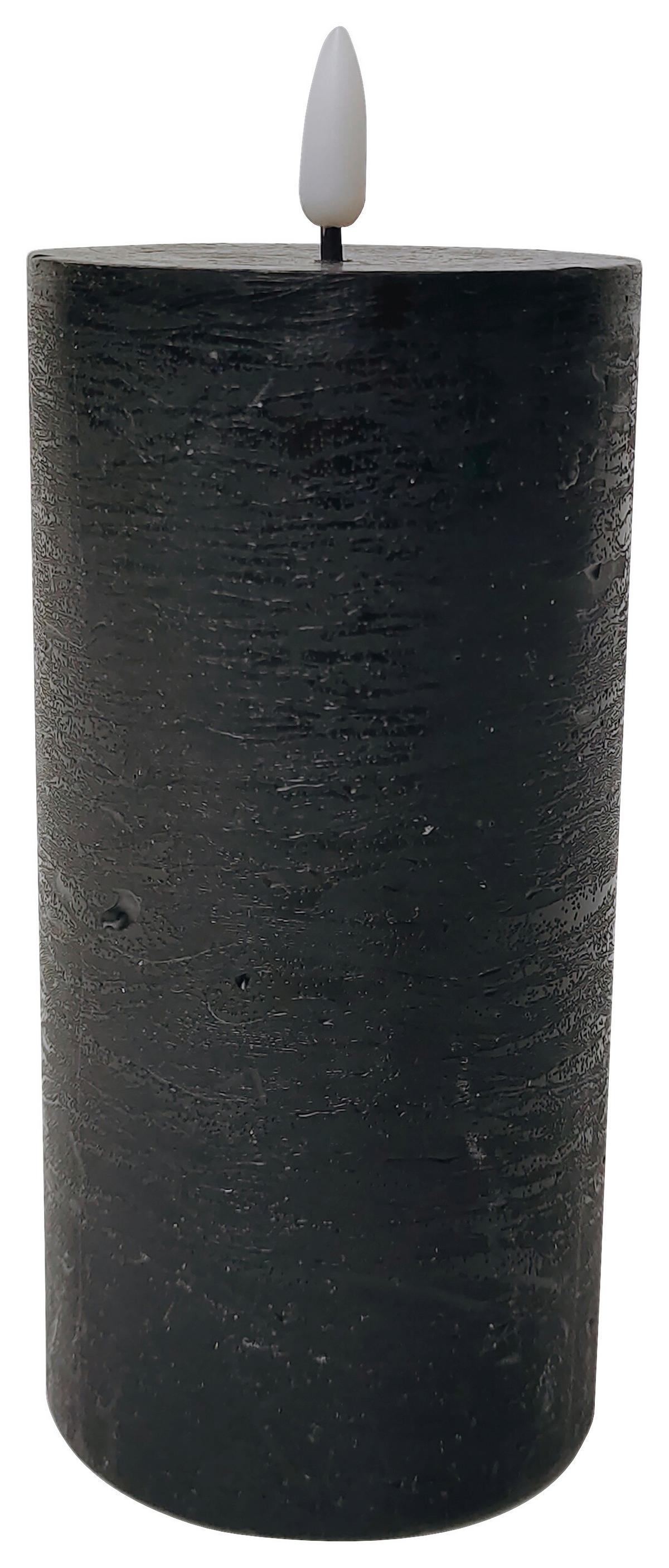 Svíčka s LED Fendy, V: 20cm - černá, plast/přírodní materiály (10/20cm) - Premium Living