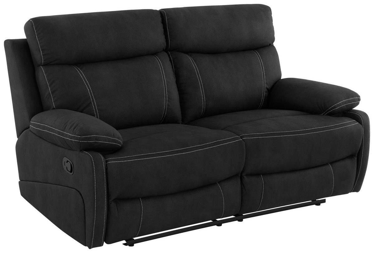 Dvojmiestna pohovka EMBER, čierna, s relaxačnou funkciou - čierna, Basics, kov/drevo (178/103/96cm) - Livetastic