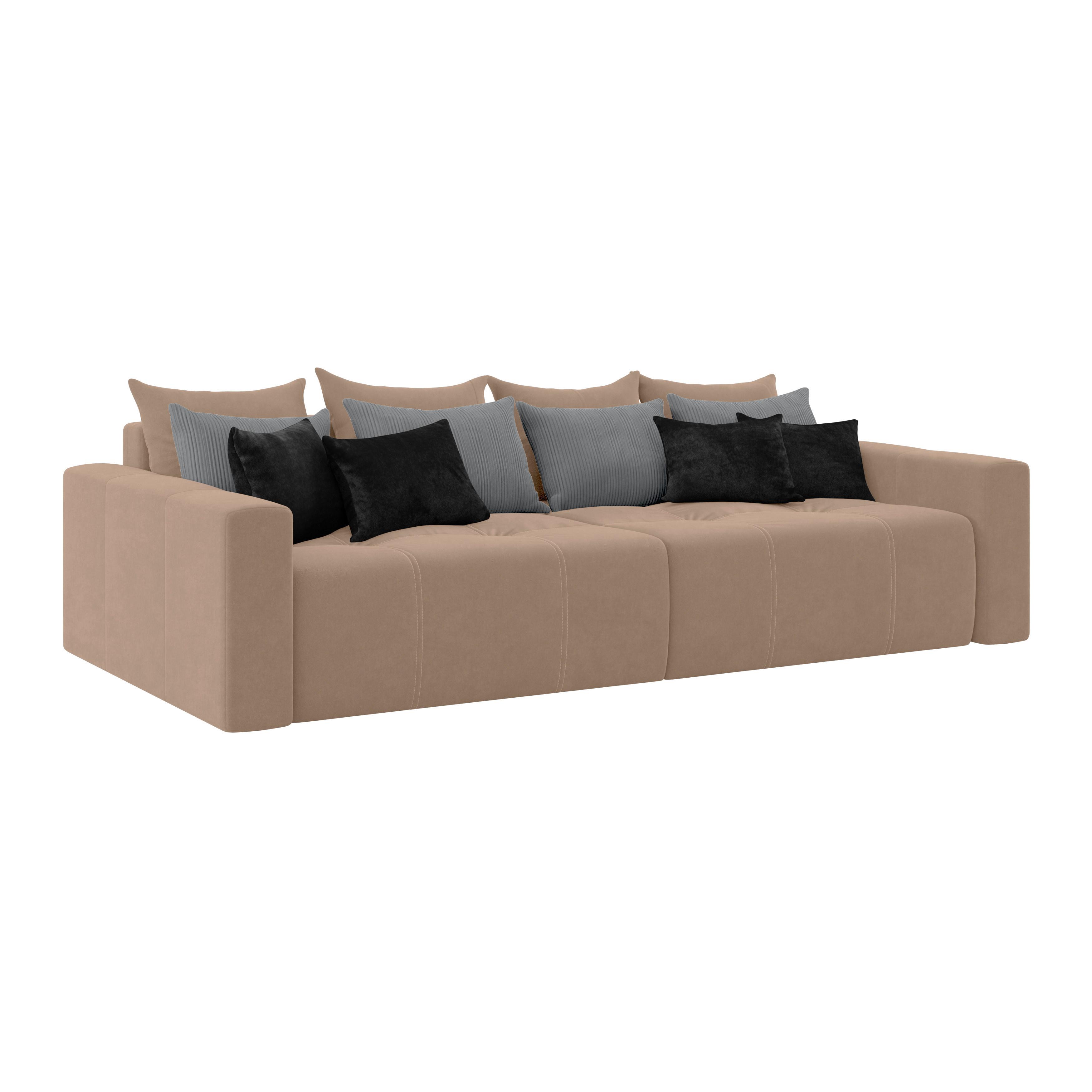 Megasofa Hanna - Taupe/Schwarz, MODERN, Textil (280/87/145cm)