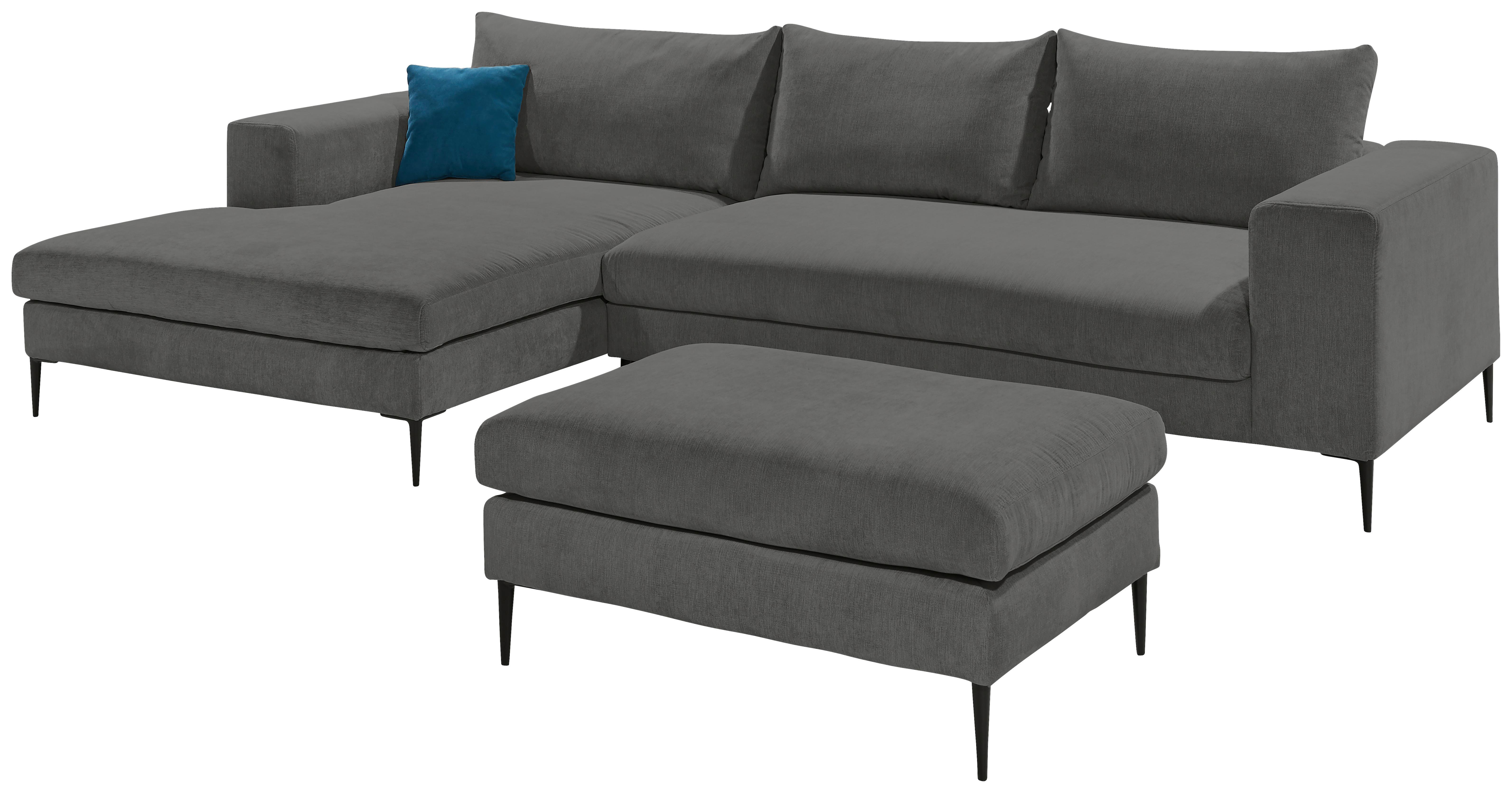 Hocker Aurora Ii - Dunkelgrau/Schwarz, MODERN, Textil (100/43/69cm) - Trendmanufaktur