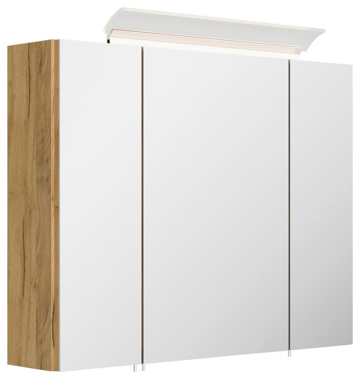 Spiegelschrank Eiche Dekor B: 80 Cm - Eichefarben, MODERN, Glas/Holzwerkstoff (80/62/17cm) - MID.YOU