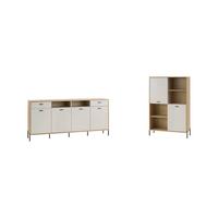 Wohnwand Fredericia Kaschmir/Eichefarben - Kaschmir/Eichefarben, Design, Holzwerkstoff - MID.YOU