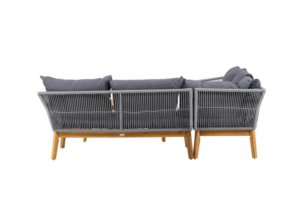 Loungegarnitur Chania - Dunkelgrau/Grau, KONVENTIONELL, Holz/Kunststoff (210/160cm) - Gardenson